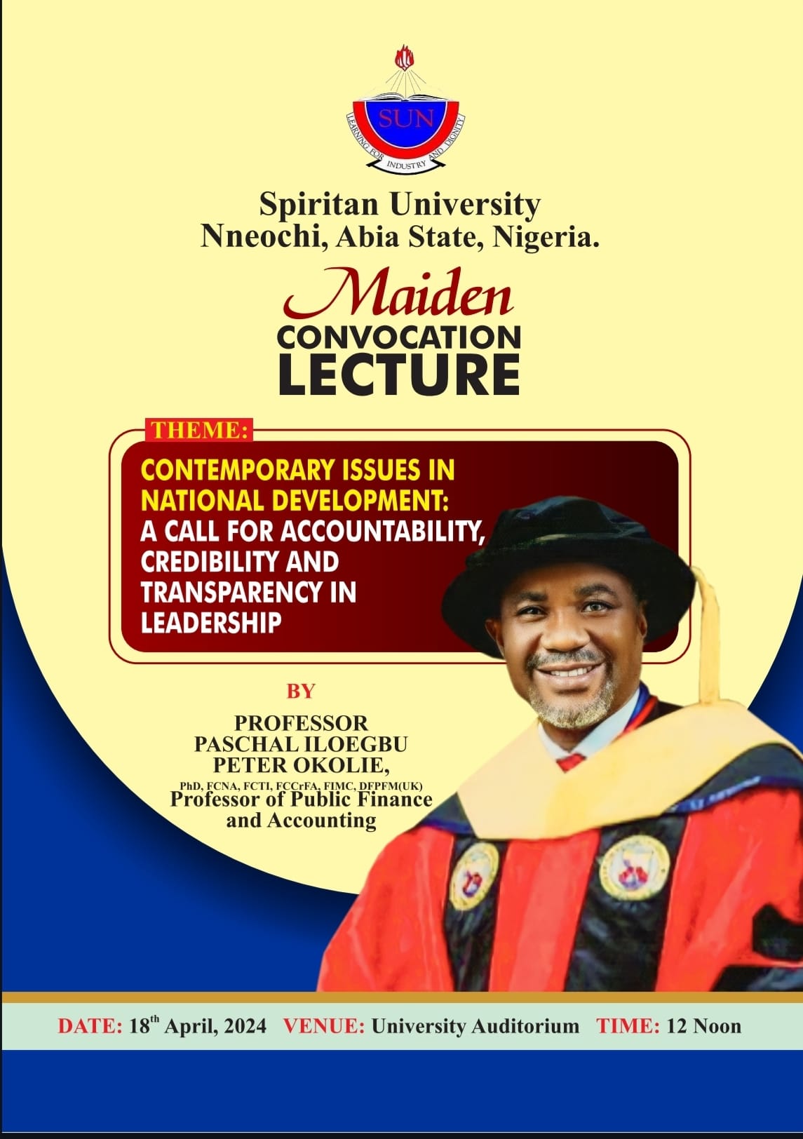 Spiritan University Nneochi, Maiden Convocation Lecture